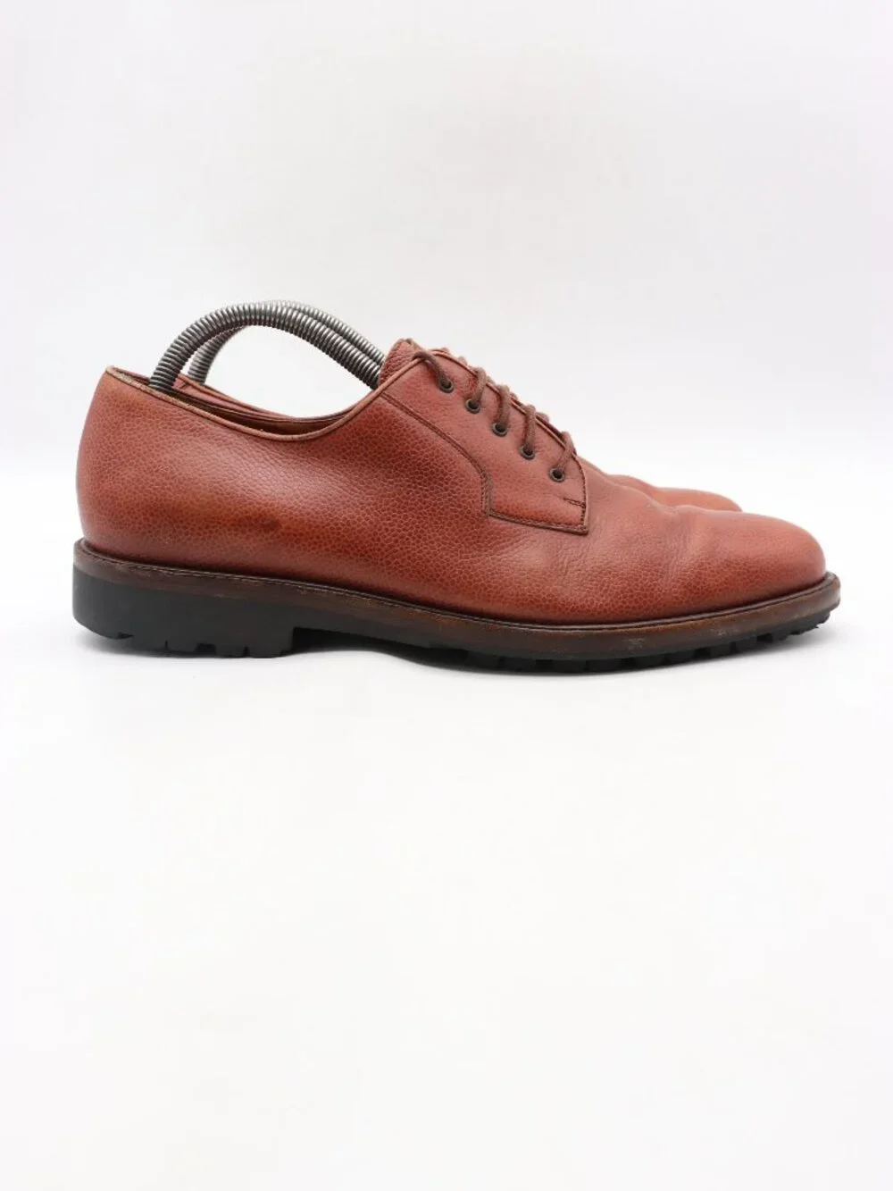 Salvatore Ferragamo Studio Men's 9 D Brown Pebbled Leather Oxford Lace-Up Shoes